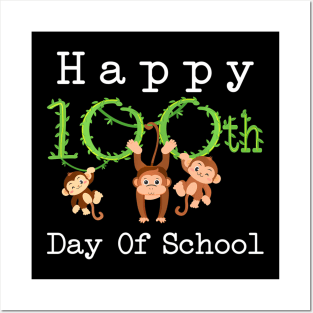 Happy 100 Days Of School Monkey 100Th Day School Teachers Posters and Art